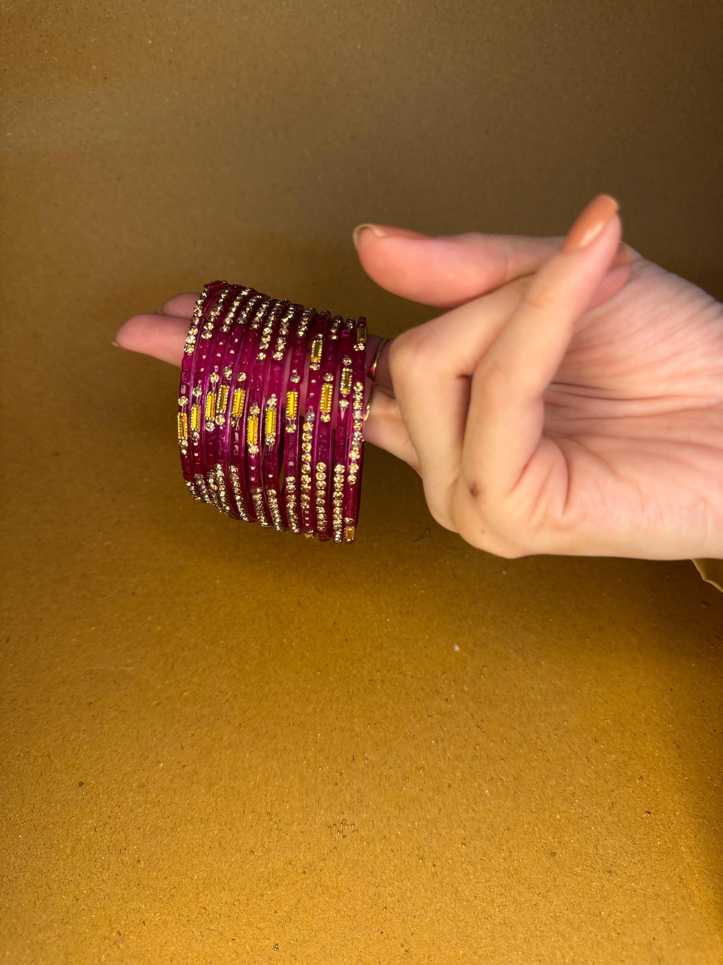 Raindrop bangles (nageena) - beaded purple