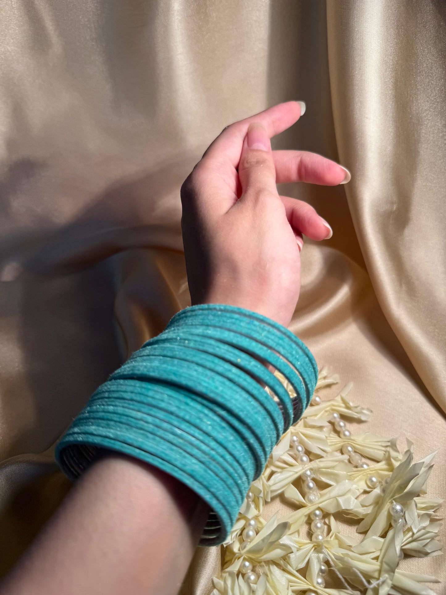 Velvet Bangles - turquoise