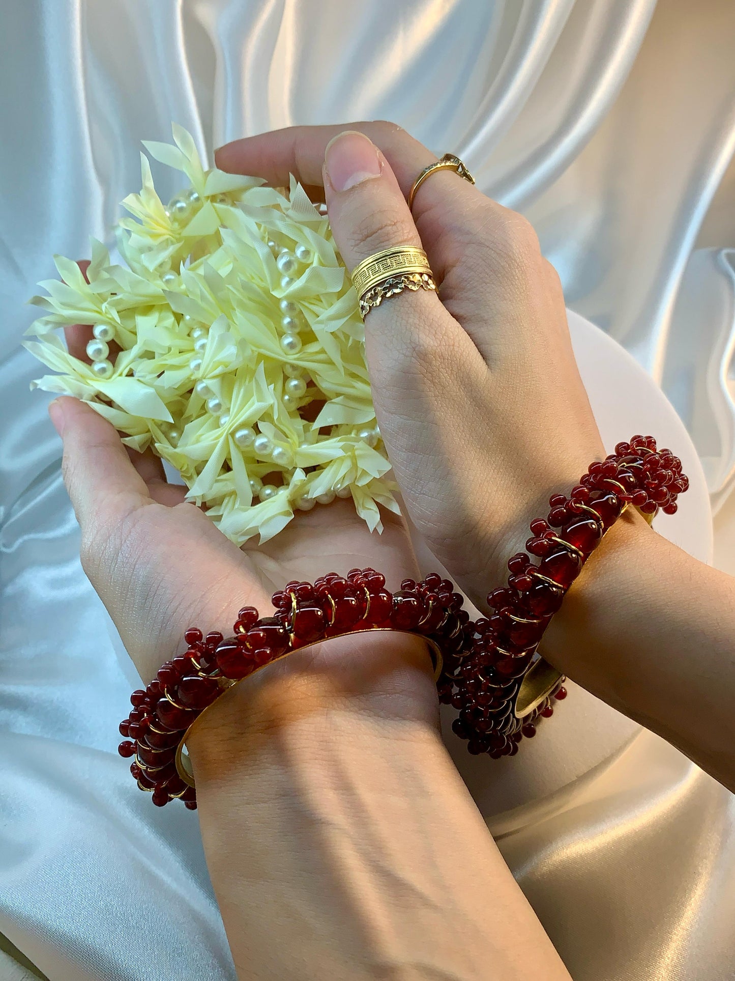 BDS-18 Pearl Beaded Bangles (Maroon)