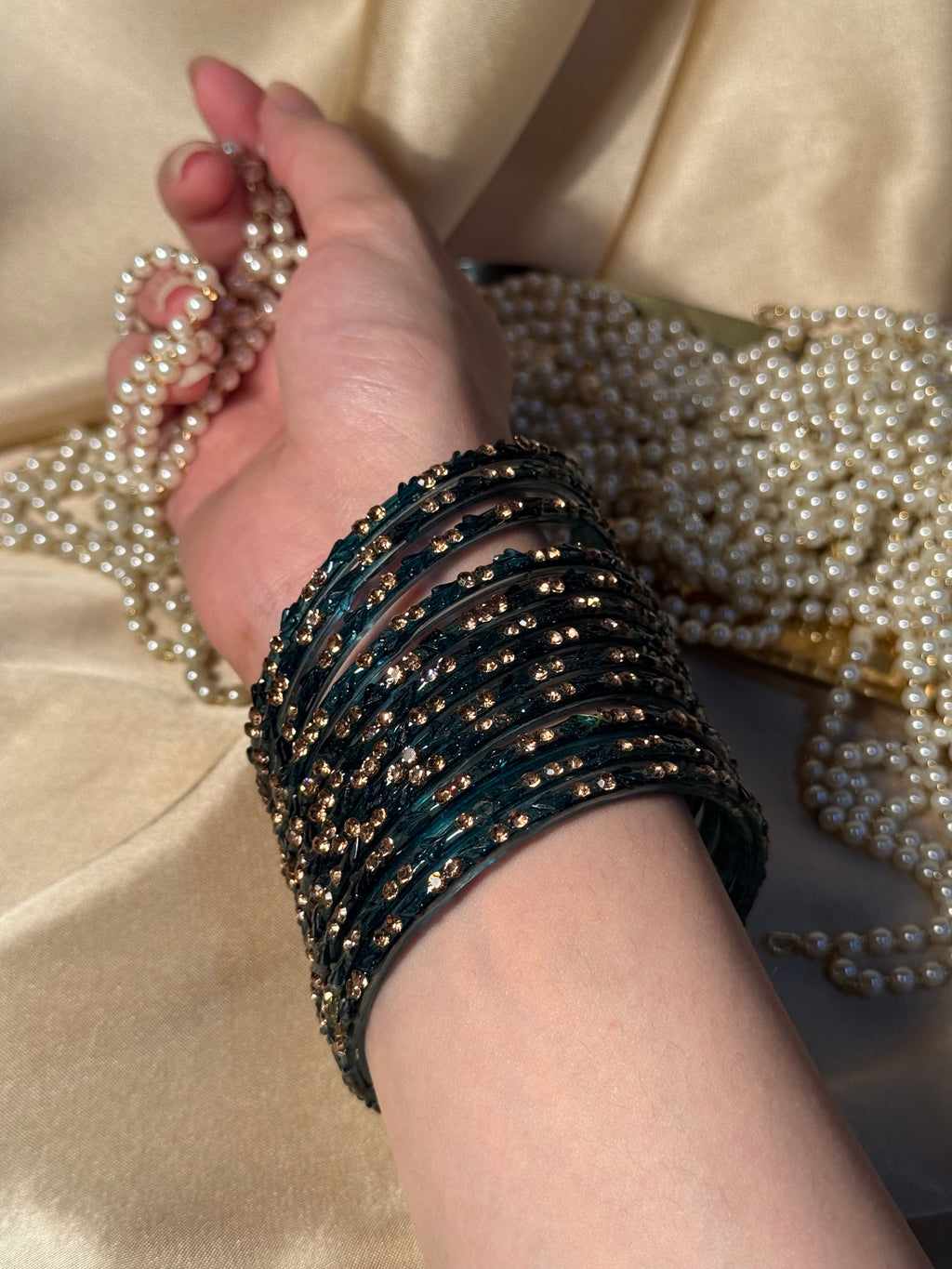 Gem bangles bottle green