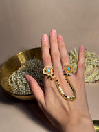Rani Sona Double Ring - Turquoise