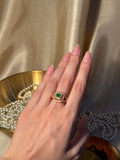 Square gem ring gold - green