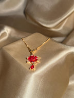 Red Floral Droplet Necklace