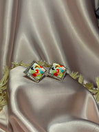 Printed summer breeze square earrings- multi