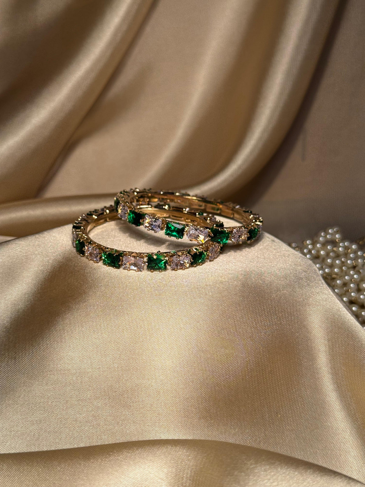 Prism bangles Gold - Green & White  (kids collection)