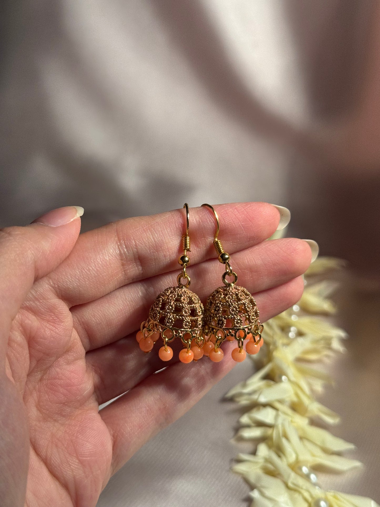 Orange zari jhumki - rozana