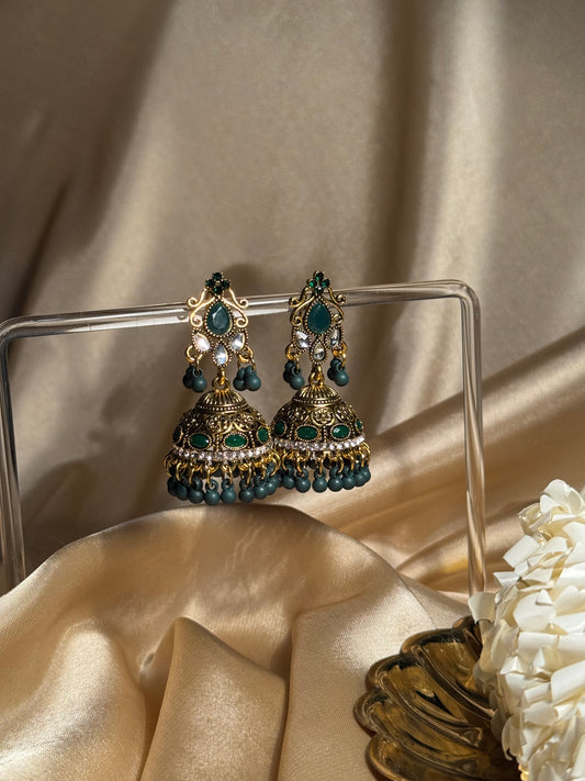 Nani ki jhumkiyan khass collection-gold and green