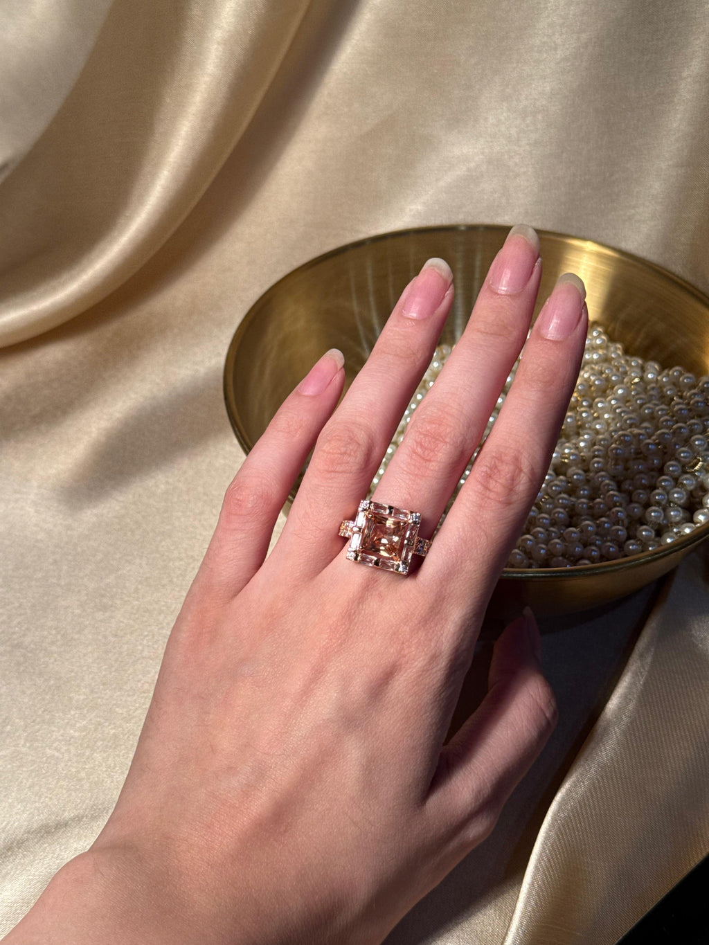 Square Bedazzled Ring Gold