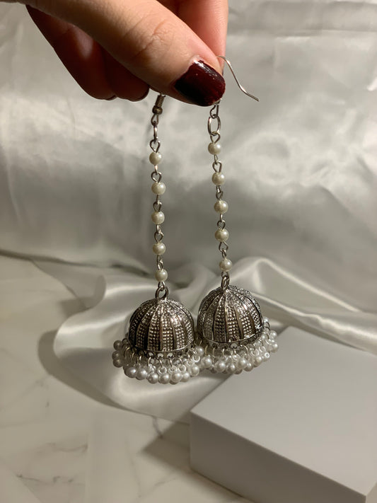 Mahnoor moti lari Jhumki - Silver