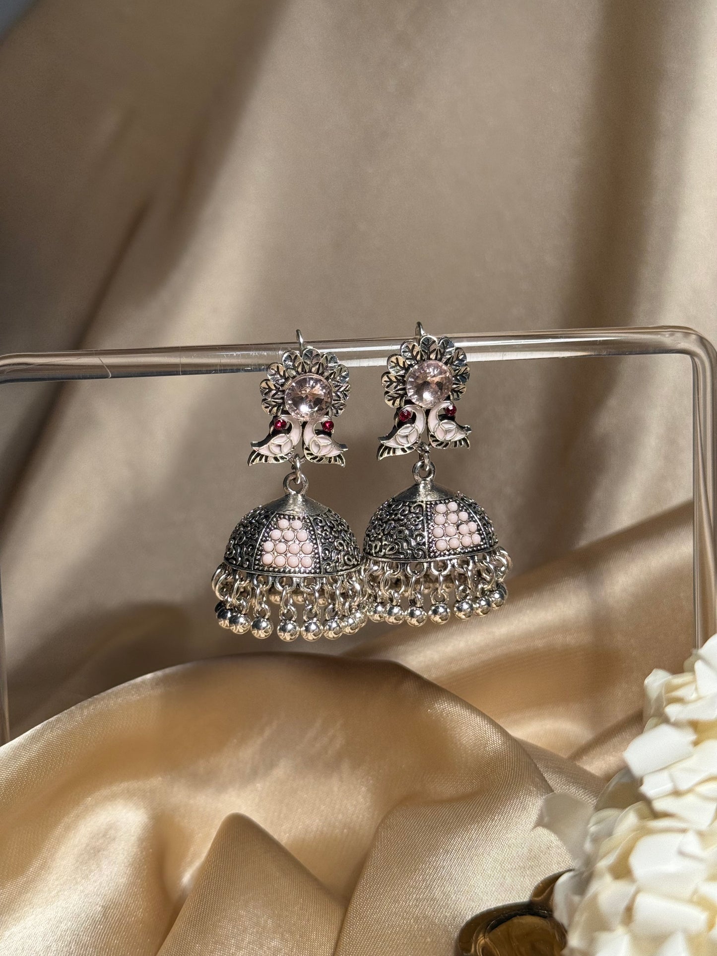 Phool chirya oxidized khass collection-silver and pink