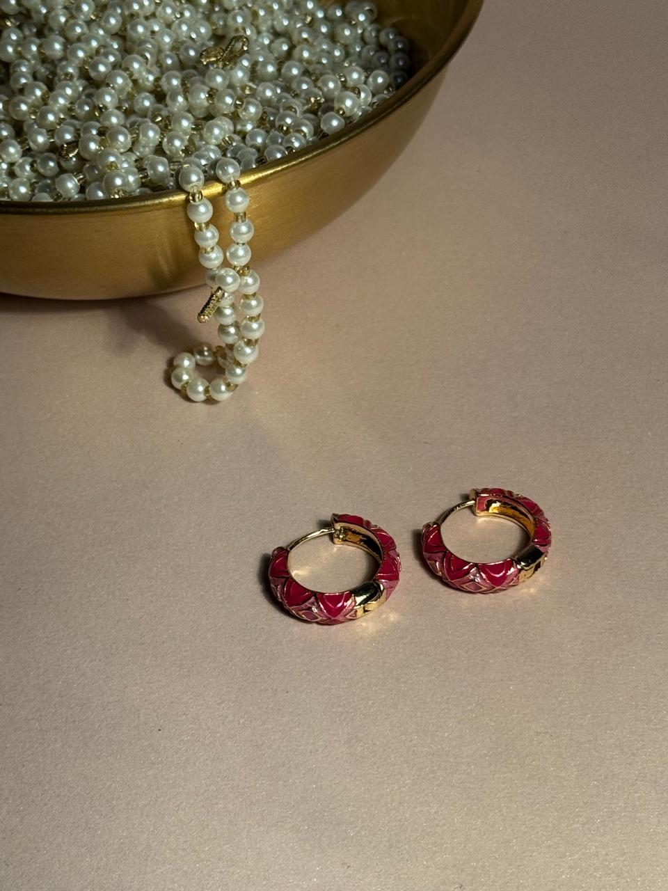 Enamel Hoops - Pink