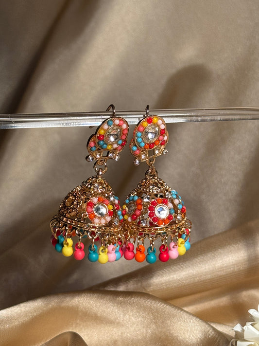 Bahar jhumkay khass collection-gold and multi