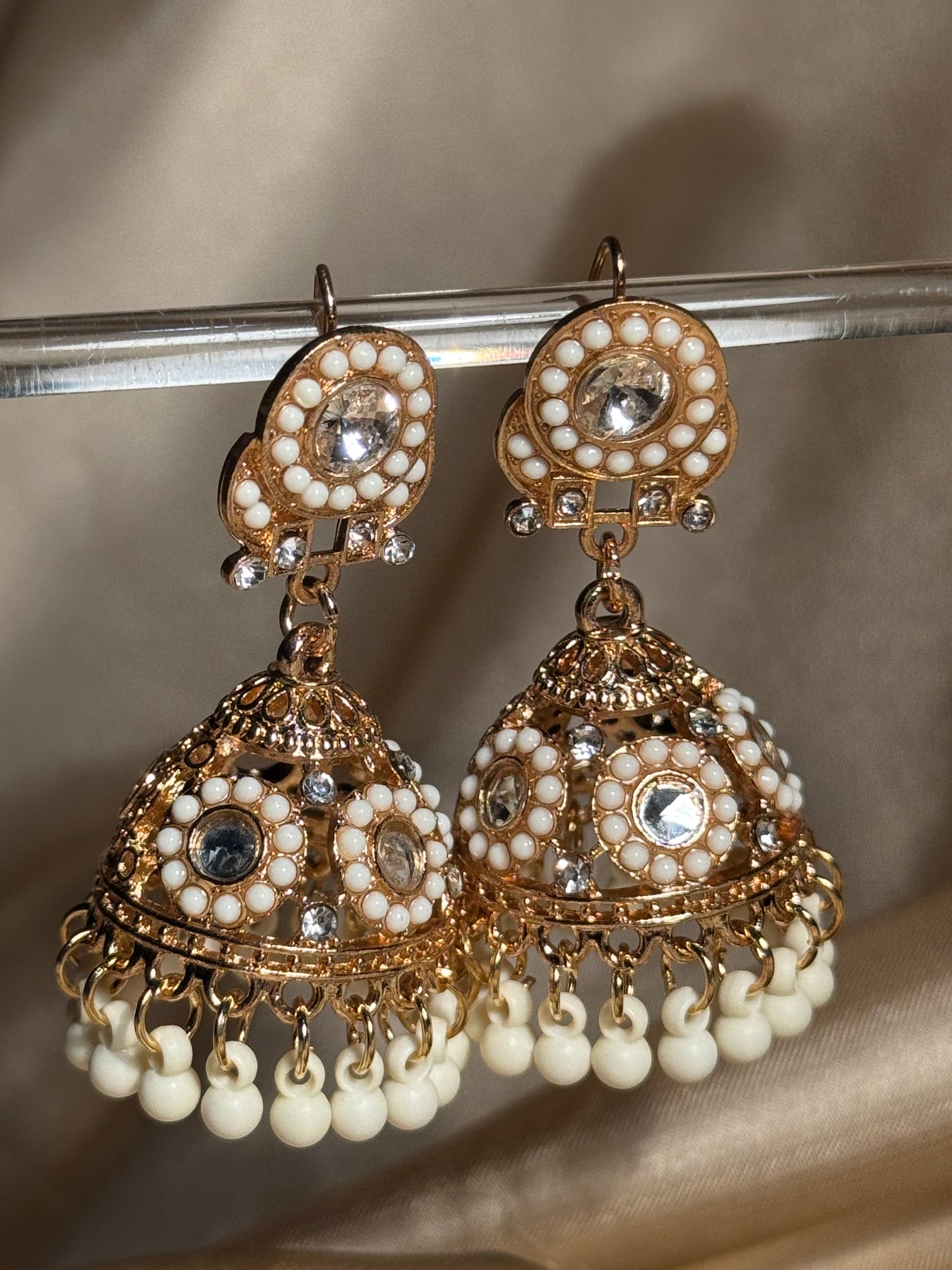 Bahar jhumkay khass collection-gold and white