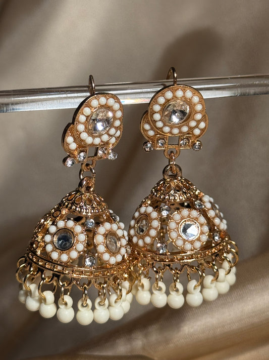 Bahar jhumkay khass collection-gold and white