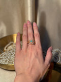 Square Gem Ring Gold - Mint Green