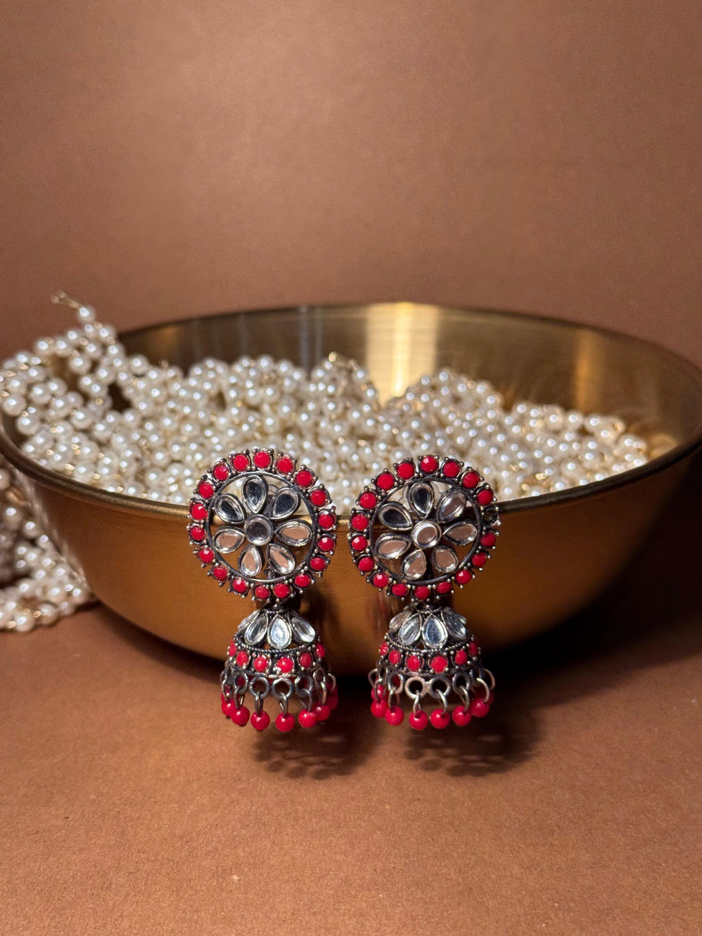 Zaria silver earrings - Red