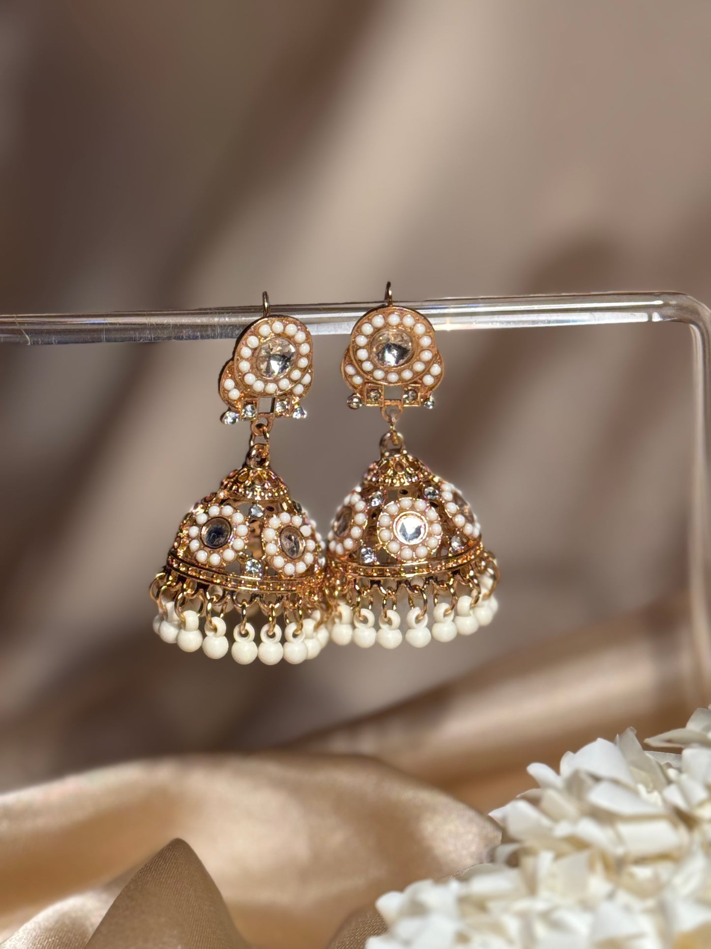 Bahar jhumkay khass collection-gold and white