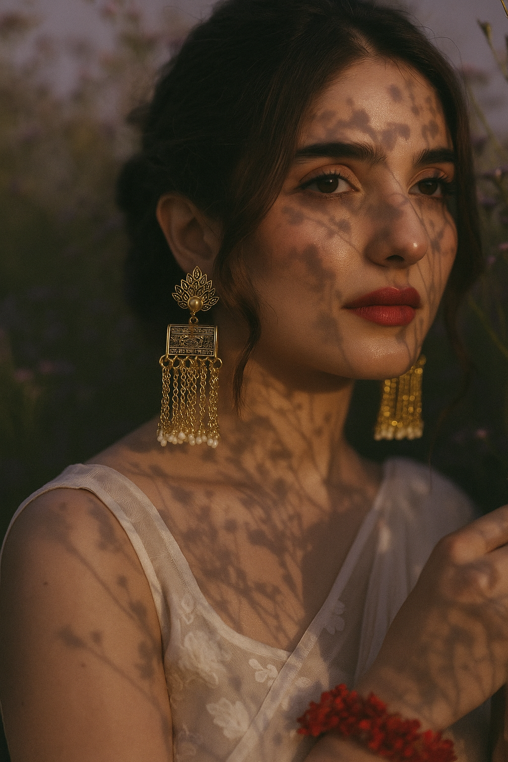 Warq Jhumkay - Gold White