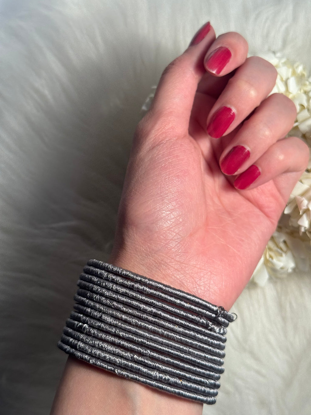 thread bangles grey