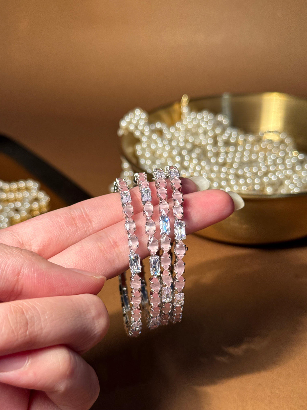 Zainab bangles Silver - Pink & White (kids collection)