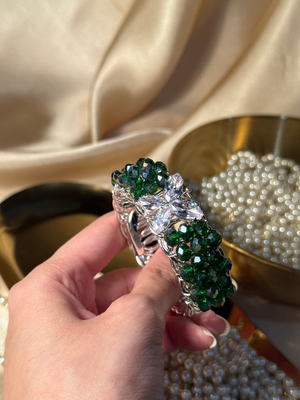 Green and silver butterfly bracelet (kids collection)