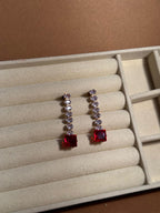 OS Crystal Drop Earrings - Red