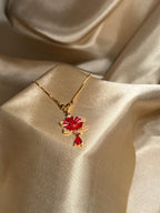 Red Floral Droplet Necklace