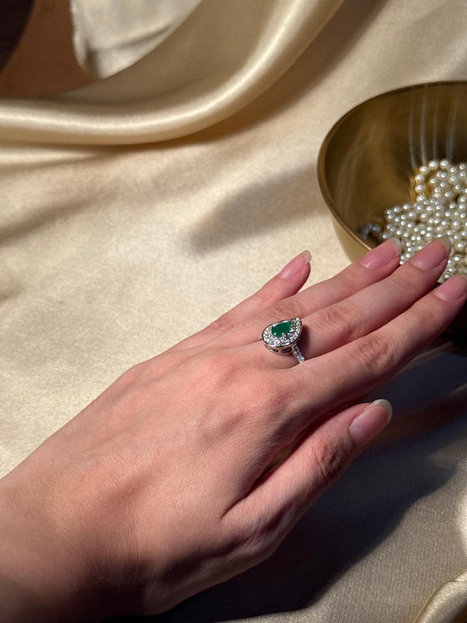 Droplet Ring silver - Green