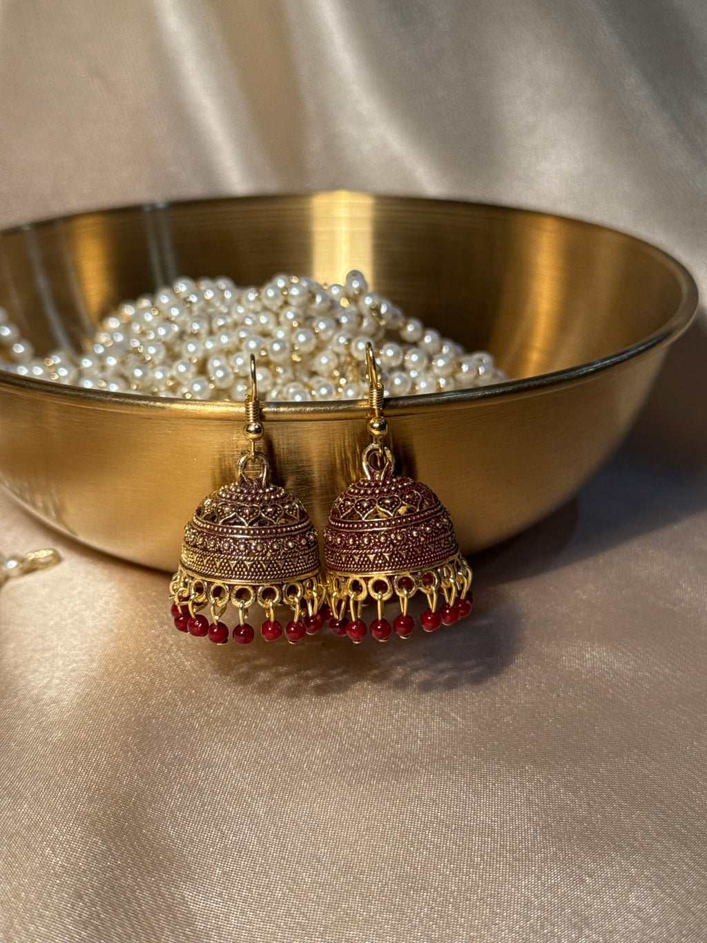 Aliza jhumki maroon - rozana