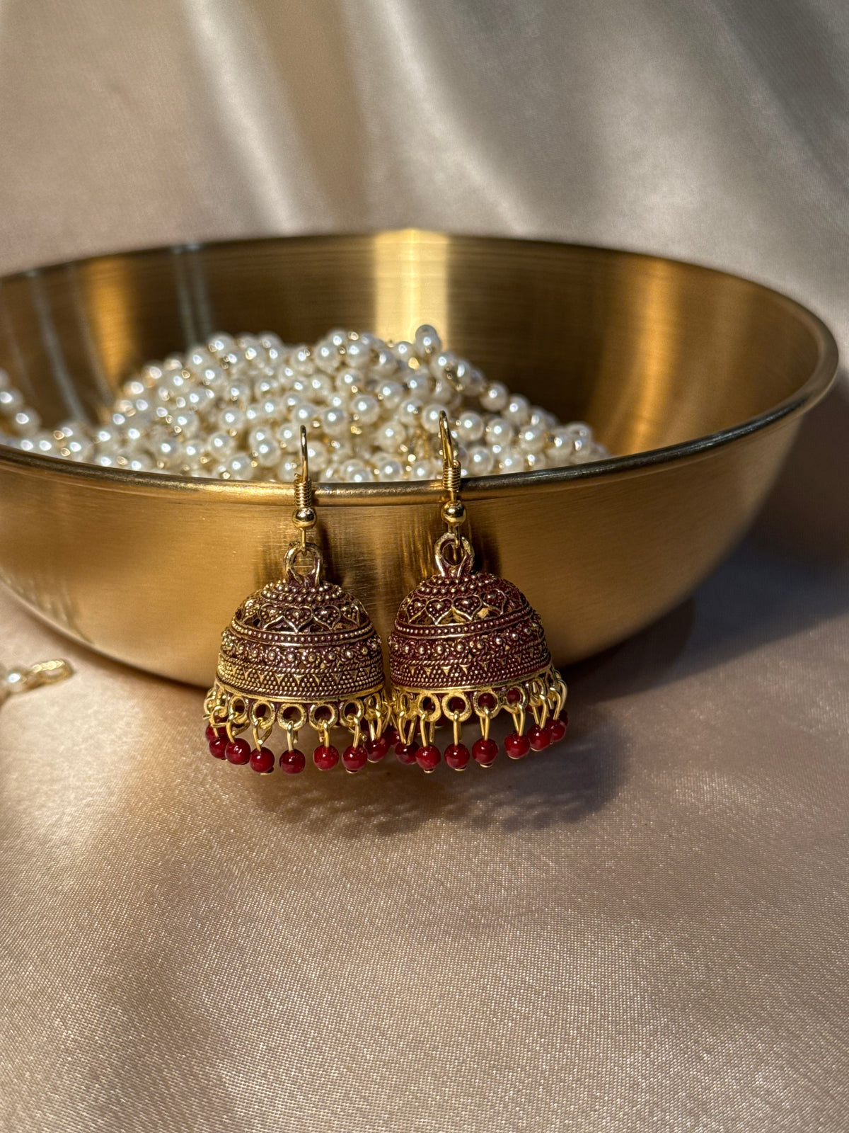 Aliza jhumki maroon - rozana