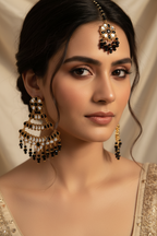 JA-2 Kundan jhoomar Set - Black