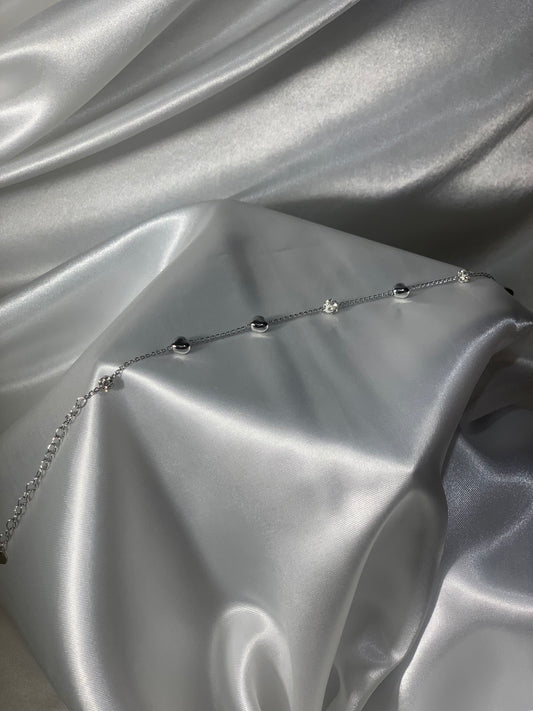 Zohra Anklet - silver hearts