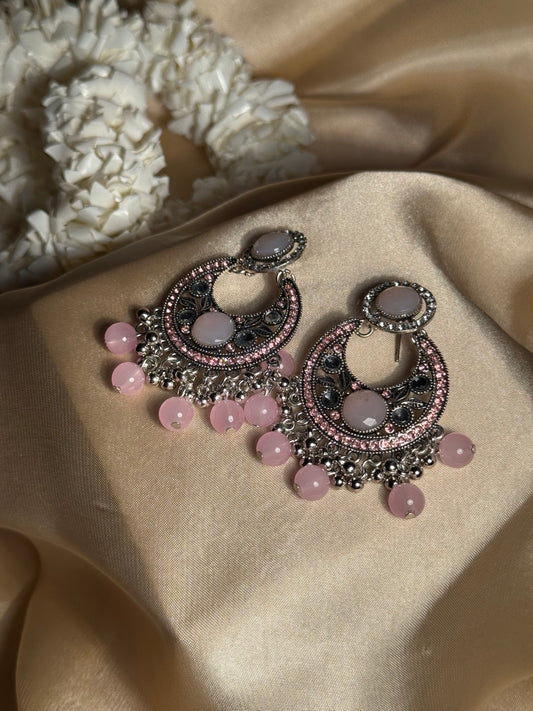 Sultana chandbali khass collection-silver and pink