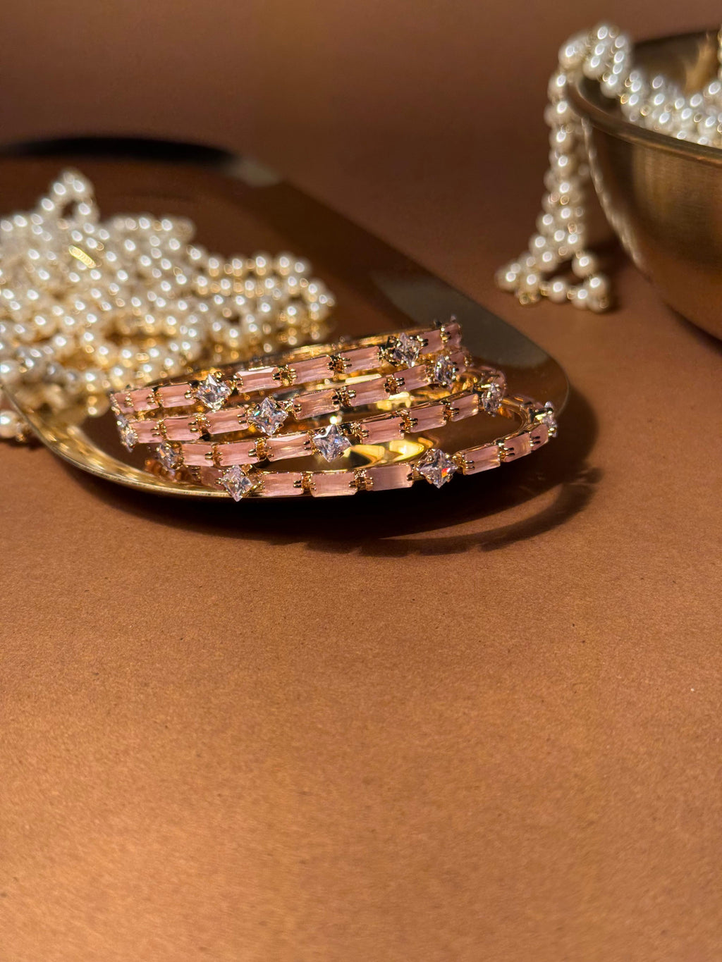 Noor bangles Gold - Pink and white (kids collection)