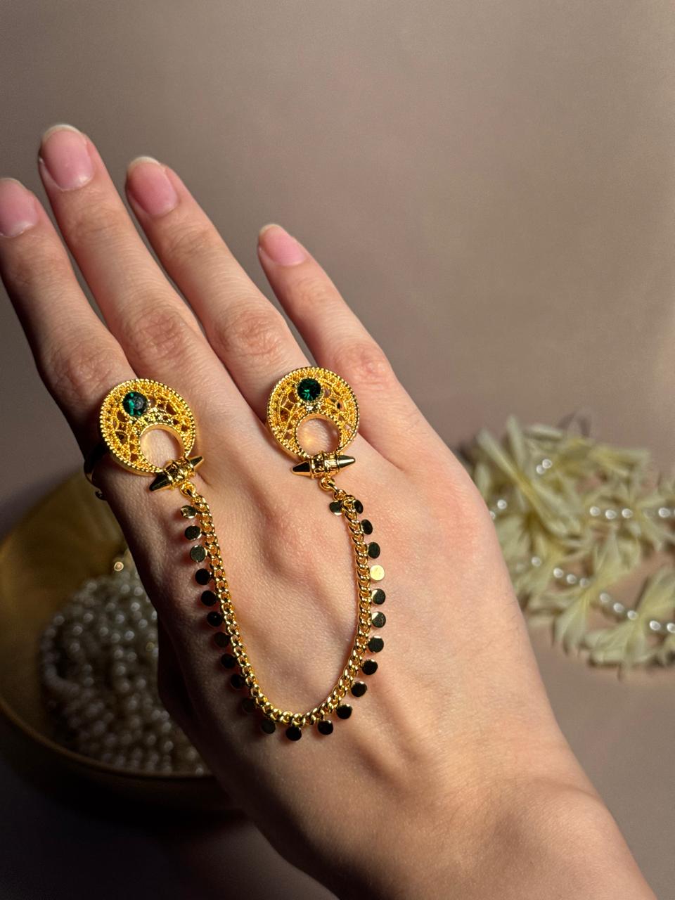 Moon Sona Double Ring - Green