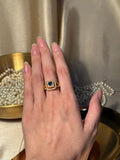Square Gem Ring Gold - Blue