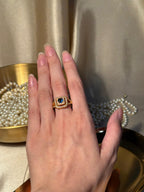 Square Gem Ring Gold - Blue