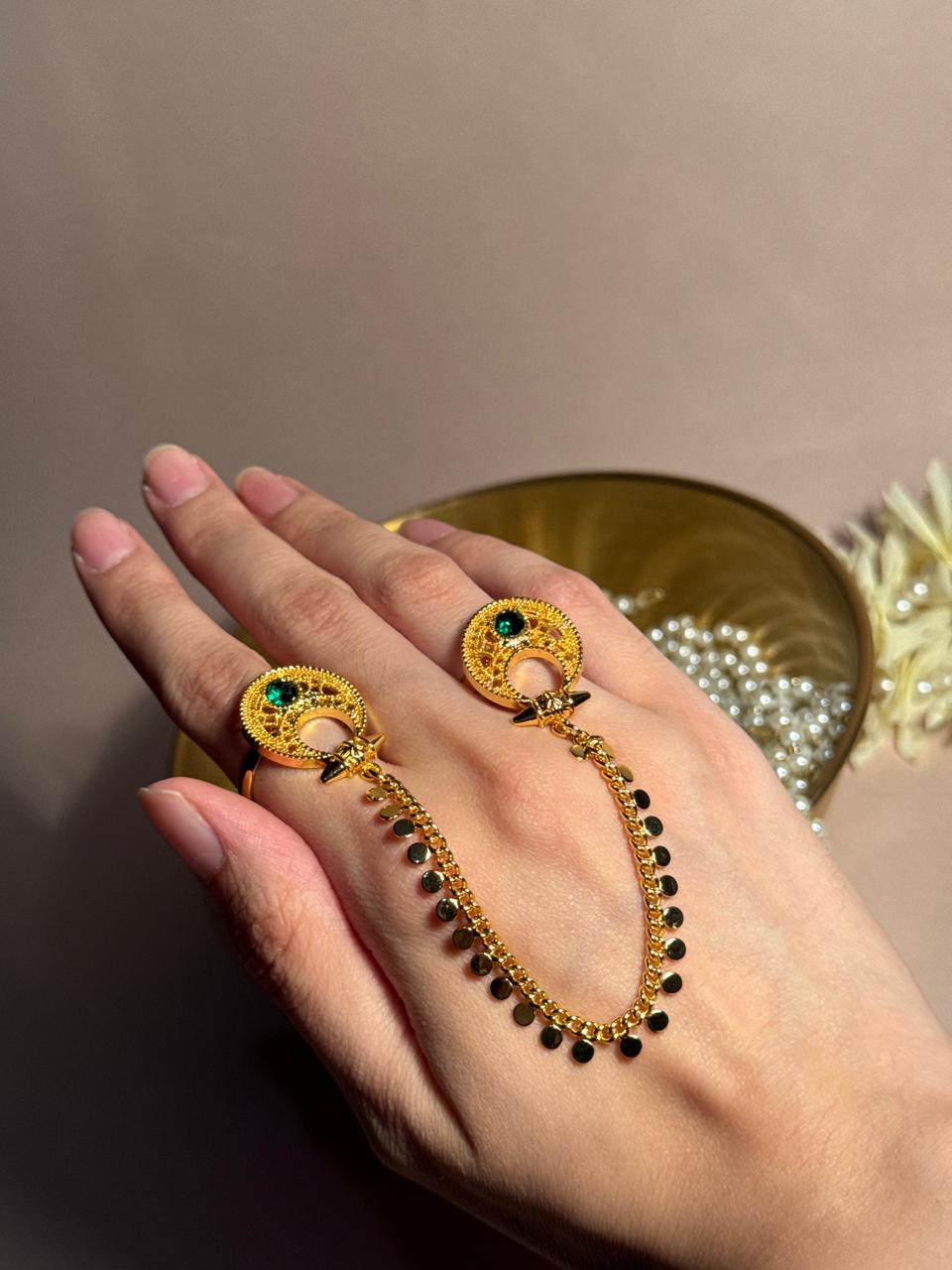 Moon Sona Double Ring - Green
