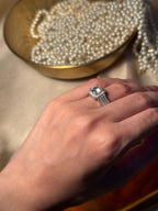 Square Gem Band Silver Ring
