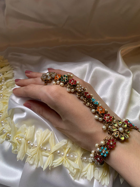 BD-22 Rangeen Angla - Gold (Multicolor - white Stone)