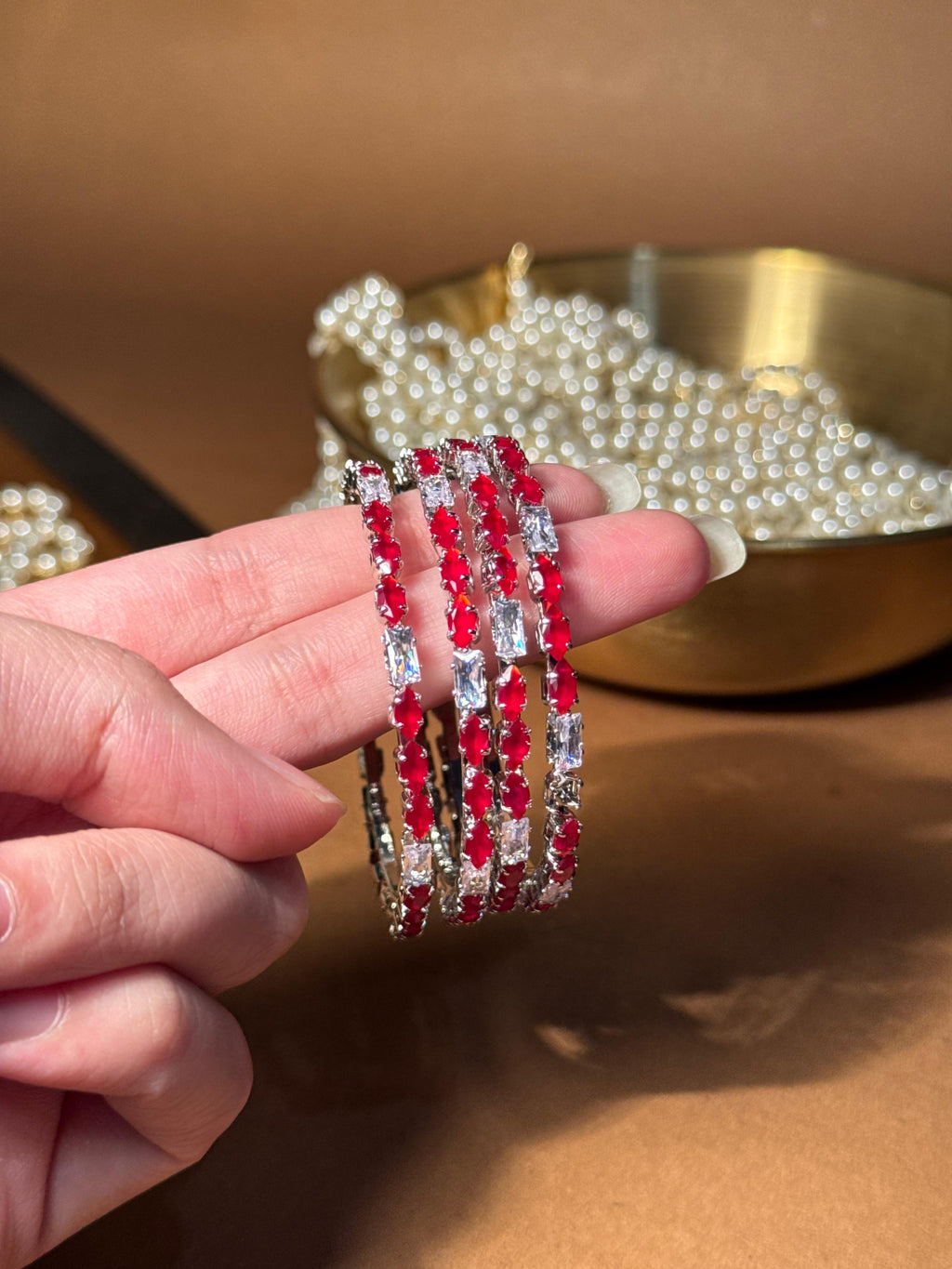 Zainab bangles Silver - Red & White (kids collection)
