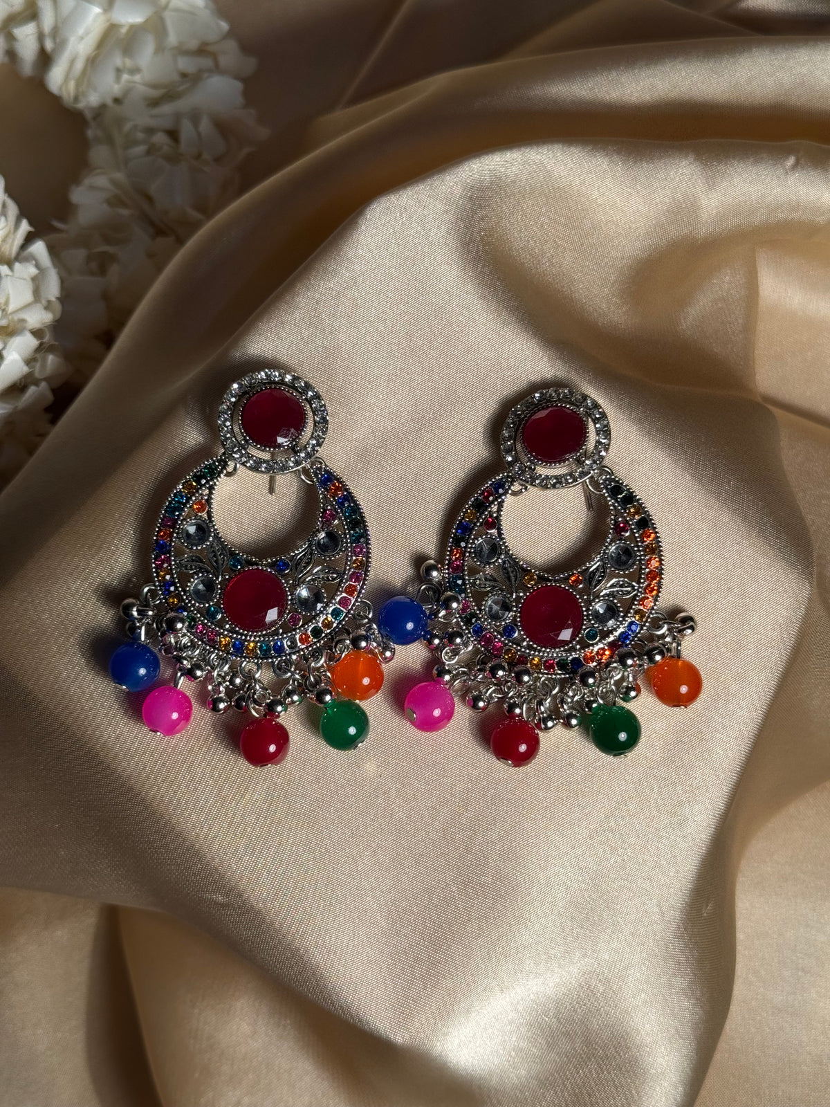 Sultana chandbali khass collection-silver and multi