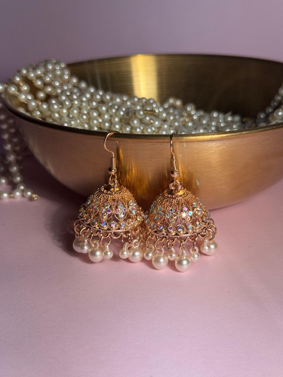 Meena karri antique Earrings - White Holographic