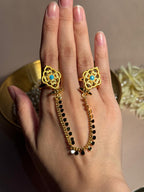 Mughal Sona Double Ring - Turquoise