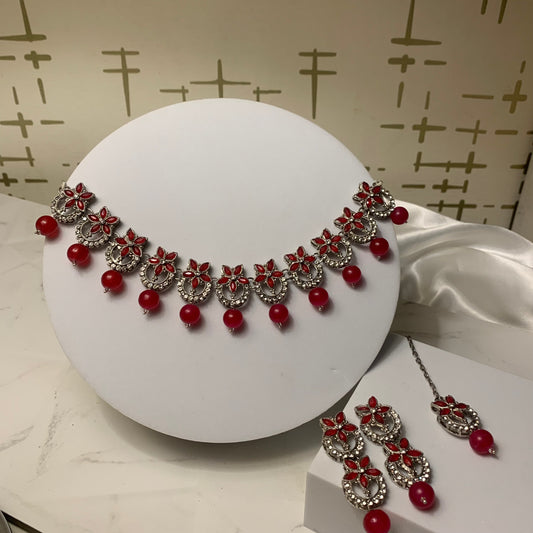 Nourah Set - Red and Silver