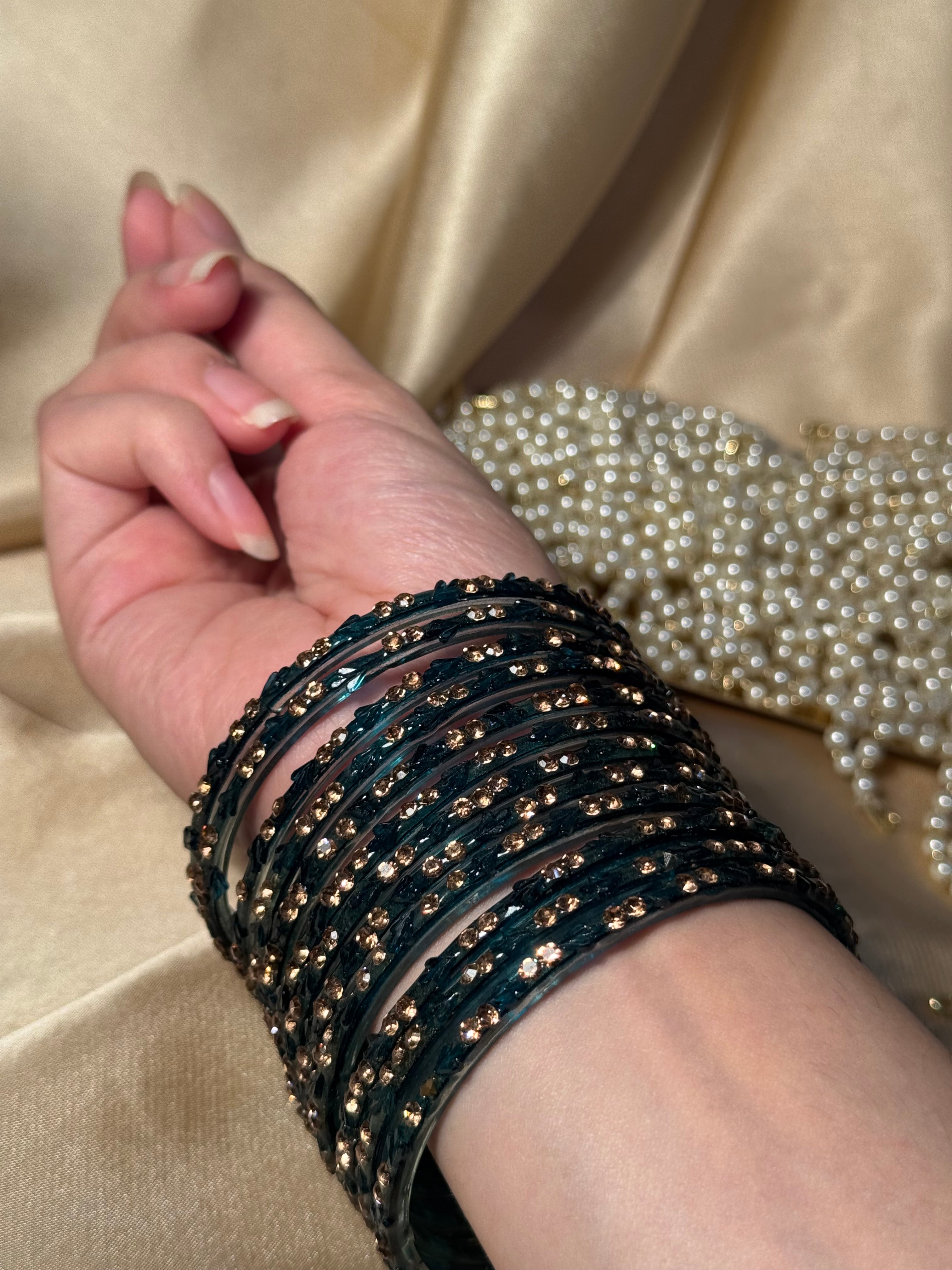 Gem bangles bottle green