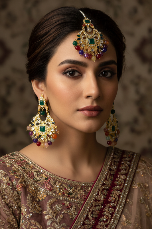 Earring and bindiya set - Rangeen
