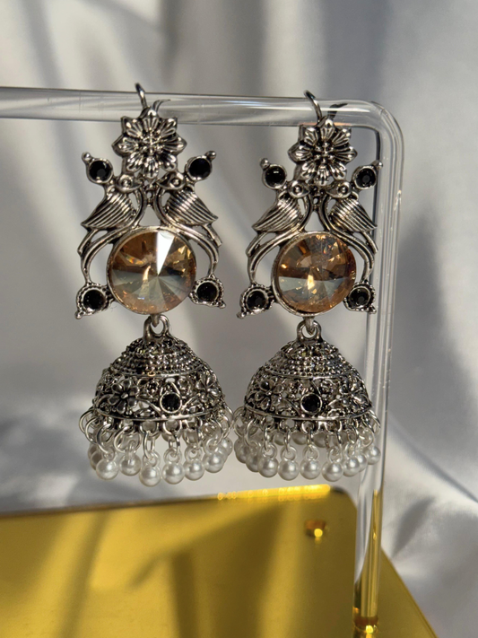 Kashimiri Earrings - Silver Yellow