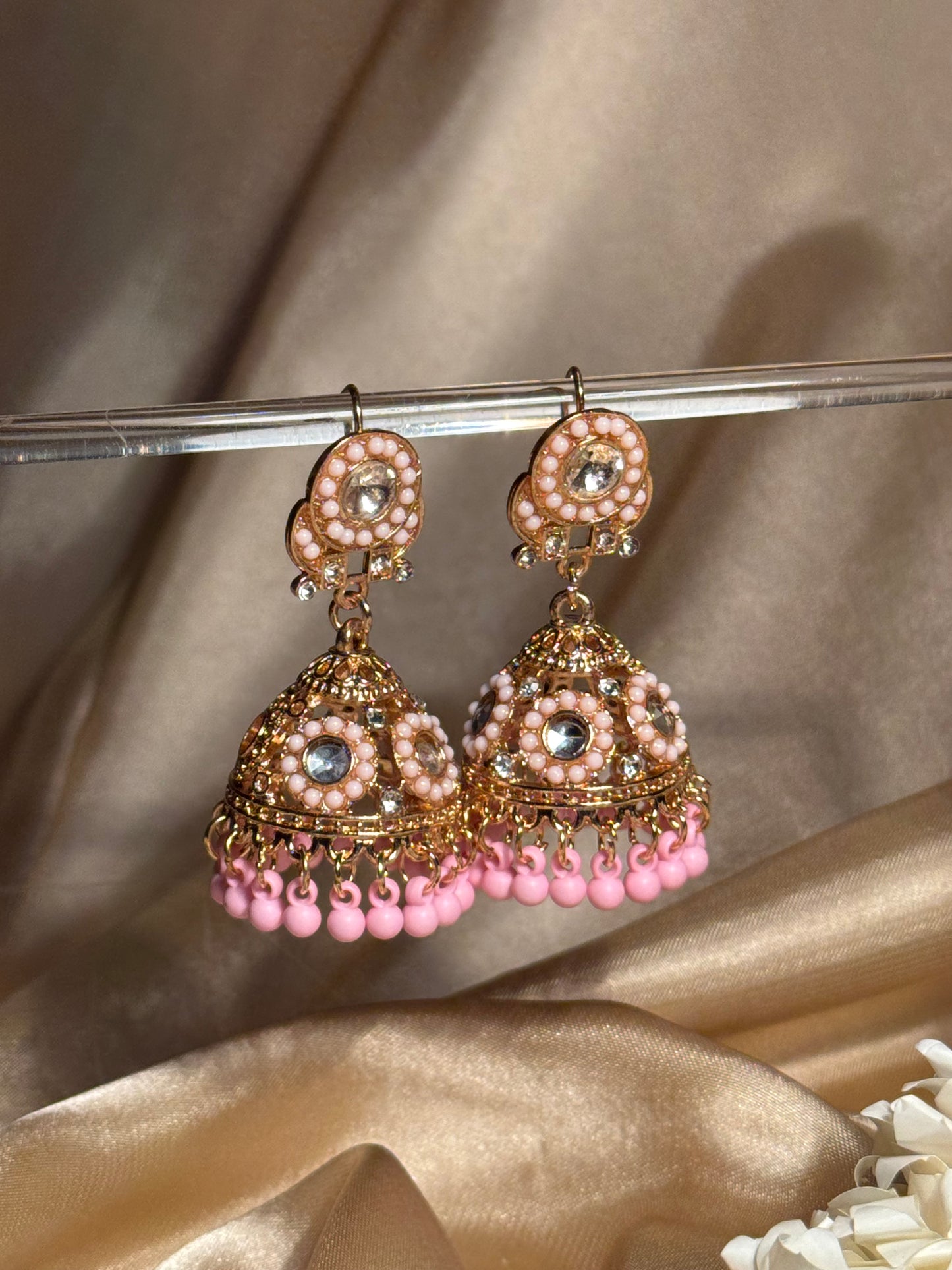Bahar jhumkay khass collection-gold and pink