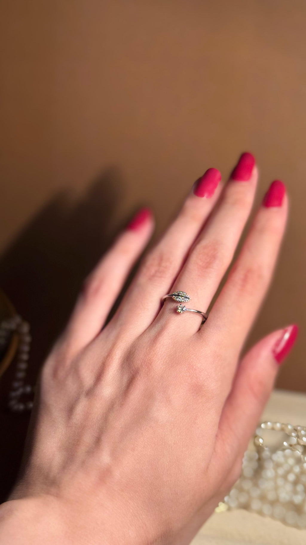 Leaf silver ring